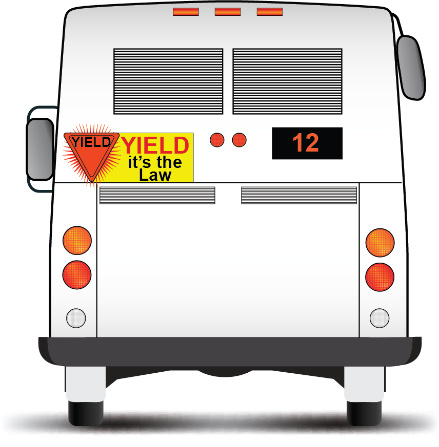 bus with yield its the law sign