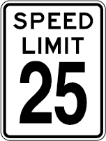 Speed Limit 25 sign