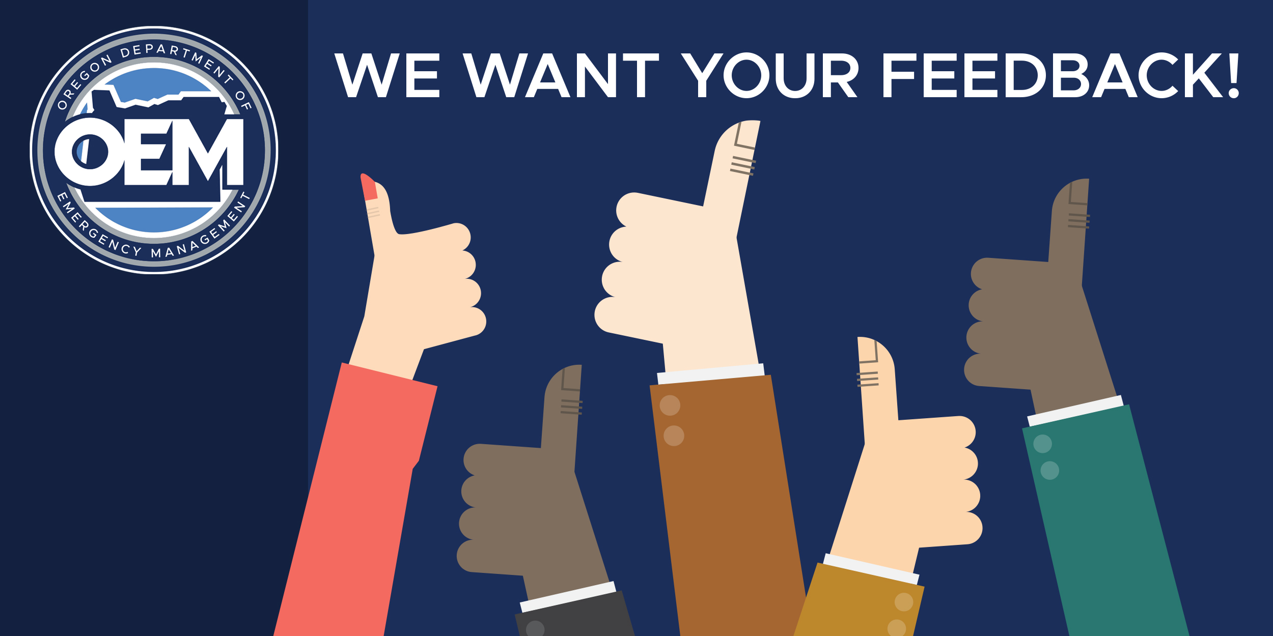 Graphic that says We Want Your Feedback