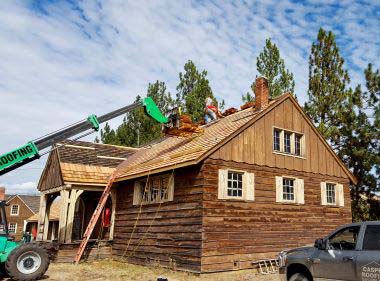 roof repair on a historic cabin